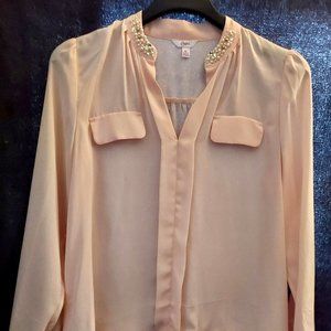 Candies Sheer Peach Ladies Blouse, Size XL